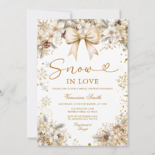 Gouden Sneeuwvlok Sneeuw in Love Winter Bruidscade Kaart