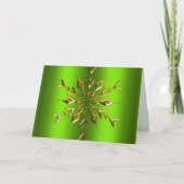 Gouden Sneeuwvlok Ster Groene Kerst Kaart (Voorkant)