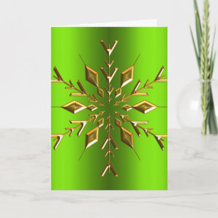 Gouden Sneeuwvlok Ster Groene Kerst Kaart