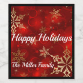 Gouden sneeuwvlok vakantie kerstcadeau CUSTOM 6pk Wijn Etiket (Enkel label)