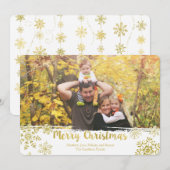Gouden Sneeuwvlok Vrolijk Kerstfeest Foto Kaart (Voorkant / Achterkant)