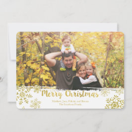 Gouden Sneeuwvlok Vrolijk Kerstfeest Foto Kaart