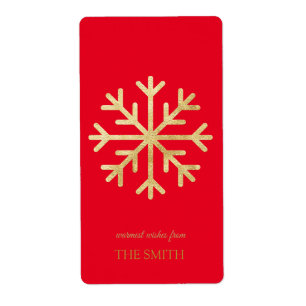 Gouden sneeuwvlok, vrolijk kerstfeest label