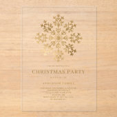 Gouden sneeuwvlok Waterverf kerstfeest Acryl Uitnodigingen (Voorkant)