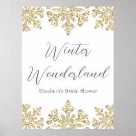 Gouden Sneeuwvlok Winter Bruidscadeau Poster