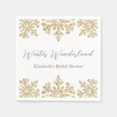 Gouden Sneeuwvlok Winter Bruidsuitnodiging Servet (Voorkant)