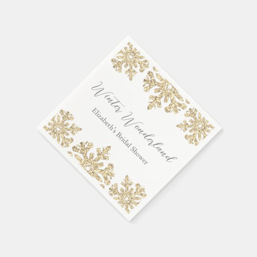 Gouden Sneeuwvlok Winter Bruidsuitnodiging Servet (Hoek)