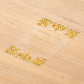 Gouden Sneeuwvlok Winter Verjaardagsfeest Acryl Uitnodigingen (Laagn)