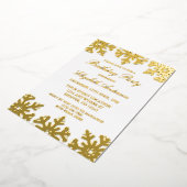 Gouden Sneeuwvlok Winter Verjaardagsfeest Folie Uitnodiging (Gedraaid)