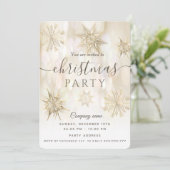 Gouden sneeuwvlok zakelijk kerstfeest kaart (Staand voorkant)