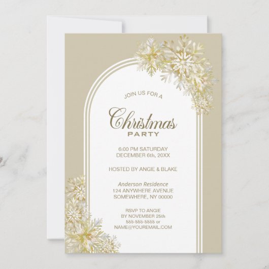 Gouden Sneeuwvlokken Arch Kerstfeest Kaart (Voorkant)