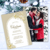 Gouden Sneeuwvlokken Arch Kerstfeest Kaart