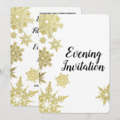 Gouden Sneeuwvlokken Avond Uitnodiging (Voorkant / Achterkant)