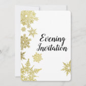 Gouden Sneeuwvlokken Avond Uitnodiging (Voorkant)