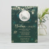 Gouden Sneeuwvlokken, Bal, Pine Tree Lights Kerstm Kaart (Staand voorkant)