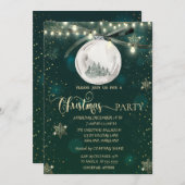 Gouden Sneeuwvlokken, Bal, Pine Tree Lights Kerstm Kaart (Voorkant / Achterkant)