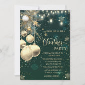 Gouden Sneeuwvlokken, Ballen, Branch Lights Kerstm Kaart (Voorkant)