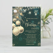 Gouden Sneeuwvlokken, Ballen, Branch Lights Kerstm Kaart (Staand voorkant)