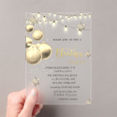 Gouden Sneeuwvlokken, Ballen, Lichten Blauw Kerstm Acryl Uitnodigingen (Insitu (Draagbaar))