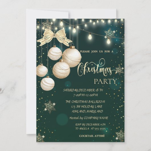 Gouden Sneeuwvlokken, Ballen, Lichten Boog Groene  Kaart (Voorkant)