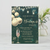 Gouden Sneeuwvlokken, Ballen, Lichten, Glas Kerstm Kaart (Staand voorkant)