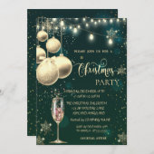 Gouden Sneeuwvlokken, Ballen, Lichten, Glas Kerstm Kaart (Voorkant / Achterkant)