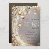 Gouden Sneeuwvlokken,  Ballen, Lichten Kerstmis Kaart (Voorkant / Achterkant)