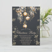 Gouden sneeuwvlokken, Balls Dark Company Party Kaart (Staand voorkant)