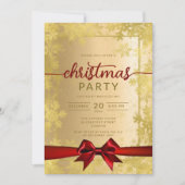 Gouden Sneeuwvlokken Bedrijf Kerst Rood Lint Kaart (Voorkant)