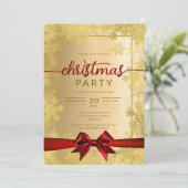 Gouden Sneeuwvlokken Bedrijf Kerst Rood Lint Kaart (Staand voorkant)