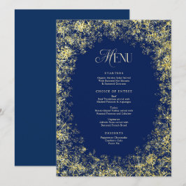 Gouden Sneeuwvlokken Blauw Kerstmis Vakantie Diner Menu