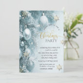 Gouden sneeuwvlokken, Blue Balls Company Kerstfees Kaart (Staand voorkant)