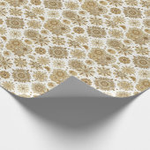 Gouden sneeuwvlokken cadeaupapier (Hoek)