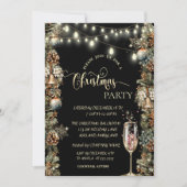 Gouden Sneeuwvlokken, Champagne Glas Kerstmis Kaart (Voorkant)