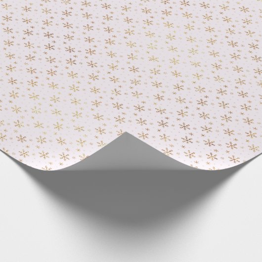  gouden sneeuwvlokken crème kerst cadeaupapier (Hoek)