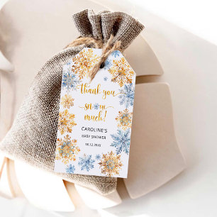 Gouden sneeuwvlokken Dank je Cadeaulabel