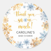 Gouden sneeuwvlokken Dank u Baby Ronde Sticker (Voorkant)