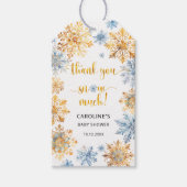 Gouden sneeuwvlokken Dank U Cadeaulabel (Voorkant)