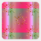 Gouden sneeuwvlokken decoratieve kerst vierkante sticker (Voorkant)