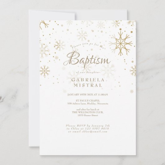 Gouden sneeuwvlokken doop doop doop kaart (Voorkant)