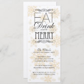 Gouden sneeuwvlokken - Eet Drink en wees vrolijk Kaart (Voorkant / Achterkant)