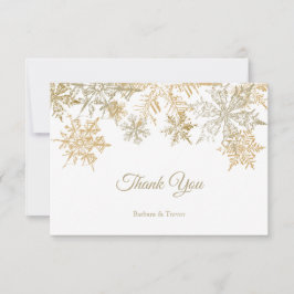 Gouden Sneeuwvlokken Elegante Kerstmis Thema Bruil Bedankkaart