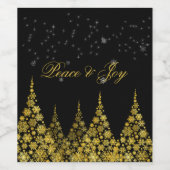 Gouden Sneeuwvlokken Elegante Sparkle, Kerstmis Wijn Etiket (Enkel label)