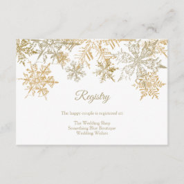 Gouden Sneeuwvlokken Elegante Winter Bruiloft Regi Informatiekaartje