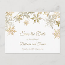 Gouden sneeuwvlokken Elegante Winter Save the Date