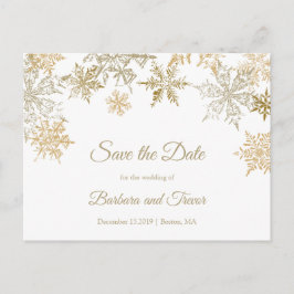 Gouden sneeuwvlokken Elegante Winter Save the Date Aankondigingskaart