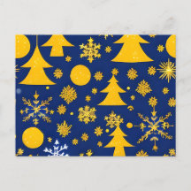 Gouden Sneeuwvlokken en Bomen Festive Kaart