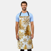 Gouden sneeuwvlokken en gouden vakantiebomen schort (Gedragen)