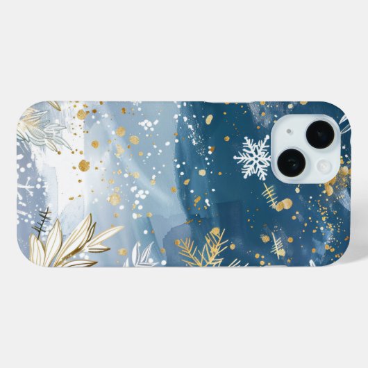 Gouden sneeuwvlokken en Winter gebladerte telefoon Case-Mate iPhone Case (Achterkant (horizontaal))