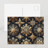 Gouden sneeuwvlokken feestdagenkaart (Voorkant / Achterkant)